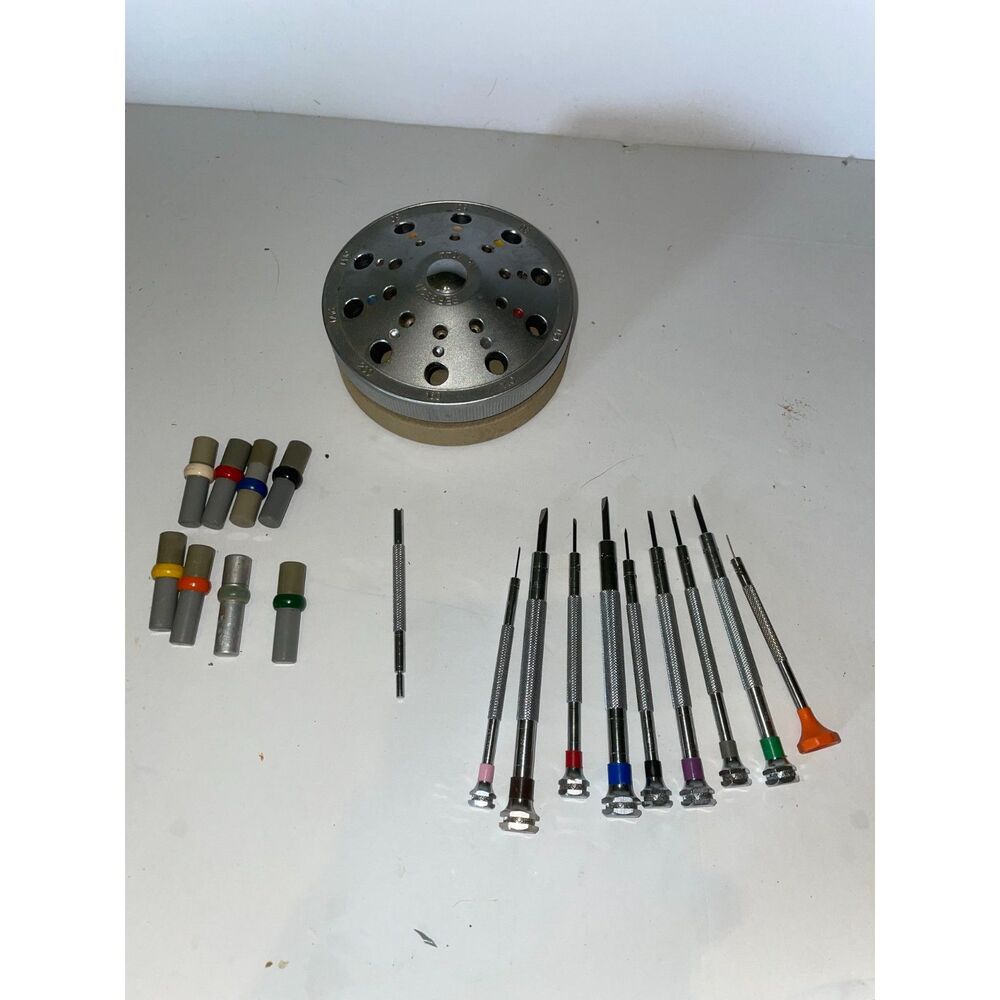 Bergeon 3044 Watchmaker Screwdriver Set - Rotating Stand - Swiss Made - 9 Tools